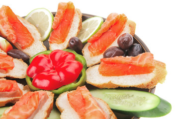 pink salmon on baguette