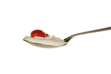 Delicious strawberry in yogurt.