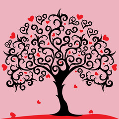 Plakat love tree vector