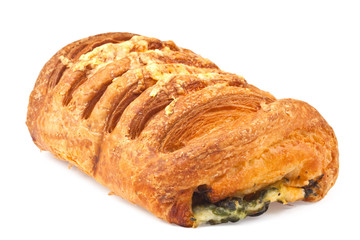 Bun with cheese and spinach