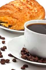 Breakfast: coffee and bun with cheese