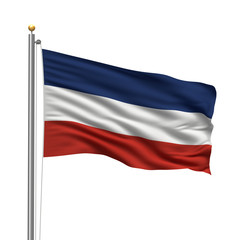 Fototapeta na wymiar Flag of Serbia and Montenegro waving in the wind