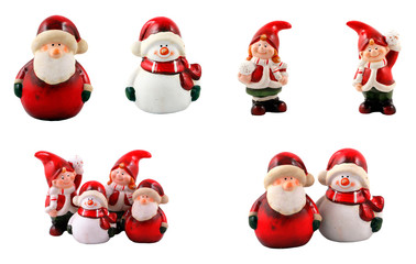 Santa and elves on a white background
