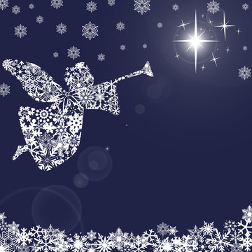 Christmas Angel with Trumpet and Snowflakes 2