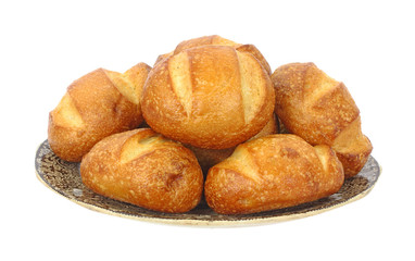 Bread rolls on vintage plate