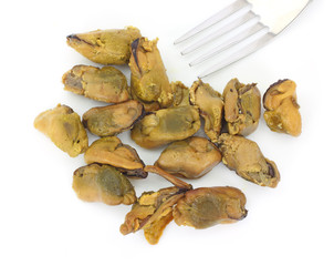 Mussels with fork