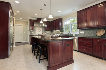 Kitchen with cherry wood cabinetry