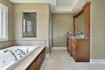 Master bath with glass shower window