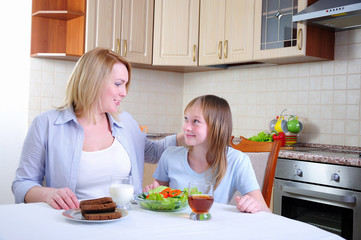 Mom and young daughter