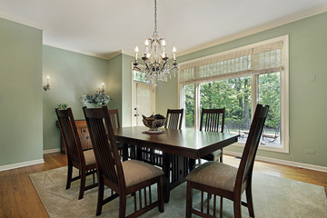 Dining room with green walls