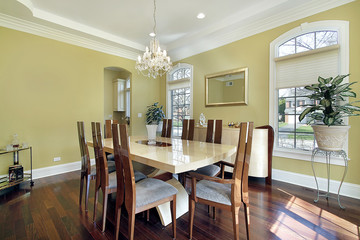 Dining room with yellow walls