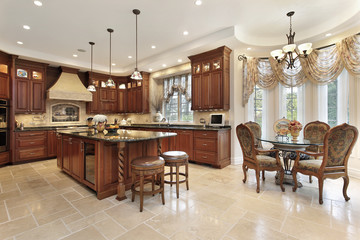 Large kitchen with eating area