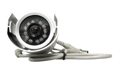 Security camera on white background