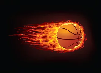 Papier Peint photo Lavable Flamme Ballon de basket