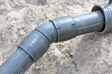 Sewer PVC pipeline under repairing