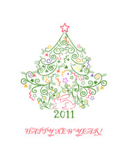 Decorative festive New Year postcard 2011.