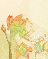 vector background with  a fantasy field of hand drawn flowers - 27581572