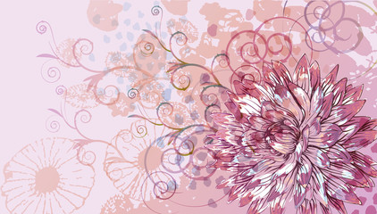gentle vector background with  a motley flower and swirls - 27581575