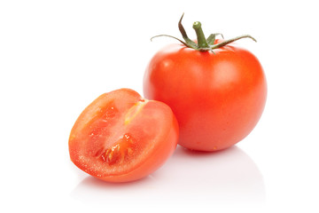 Fresh red tomatoes on white background