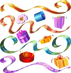 Photo sur Plexiglas Dessiner Regali Doni nastri e Confezioni-Ribbons and Gifts-Vector