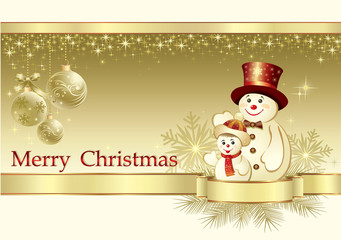 Christmas greeting card with snowman