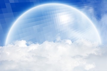 Abstract semisphere above clouds