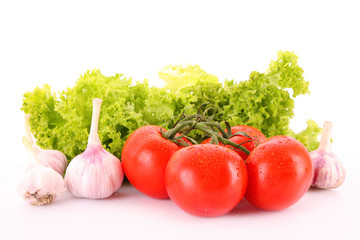 Fresh vegetables on white