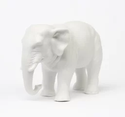 Zelfklevend Fotobehang White elephant figure over white background. © Aija Krodere