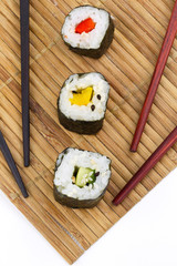 Sushi with chopsticks