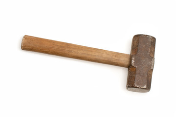 old sledge hammer on a white background