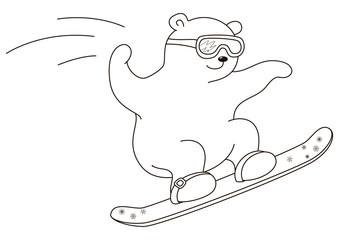 Teddy-bear on a snowboard, contours