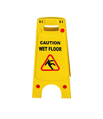 Caution wet floor sign isolated