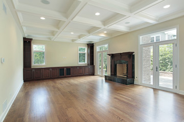 Family room with fireplace