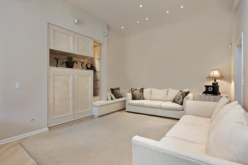 Family room with built-ins