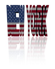 New York text with American flag illustration