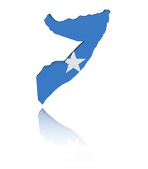 Somalia map flag 3d render with reflection illustration