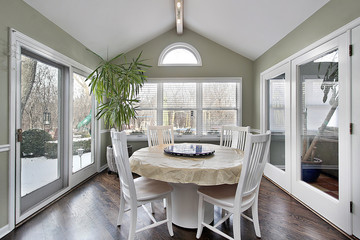 Eating area with doors to patio