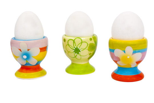 Three eggs holder isolated on white background