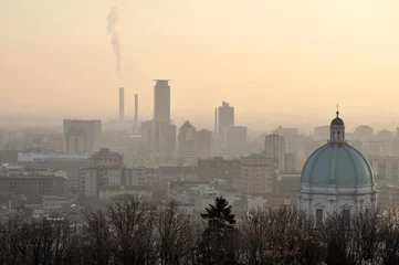 Foto op Canvas foggy city skyline, brescia © hal_pand_108