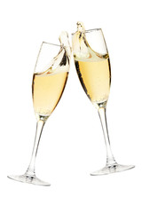 Cheers! Two champagne glasses - obrazy, fototapety, plakaty