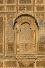 Ornate window of a house in Jaisalmer, Rajasthan, India