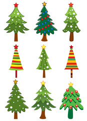vector set of xmas holiday trees