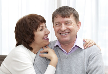 Loving handsome senior couple