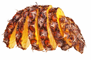Pineapple slices isolated over white background.