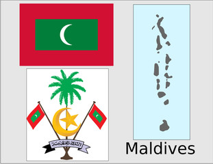 Maldives flag national emblem map