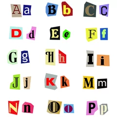 Cercles muraux Journaux Alphabet fait à partir de coupures de journaux AP
