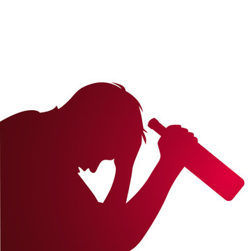 silhouette d'un alcoolique, addiction alcool