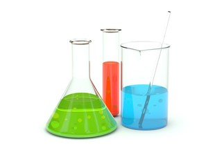 Chemical glassware isolated on white