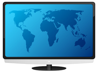lcd tv with world map