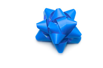 Blue bow isolated on the white background